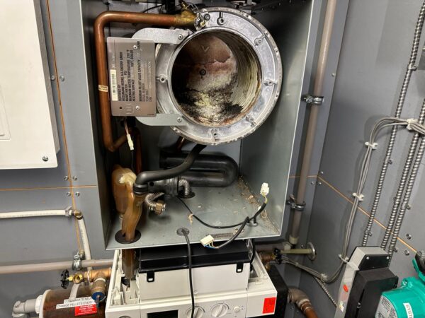 Gas boiler maintenance and inspection in a Vancouver home by certified technician