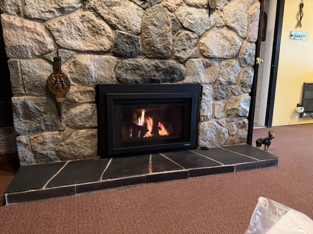 Heat damaged fireplace wiring causing a burning plastic smell