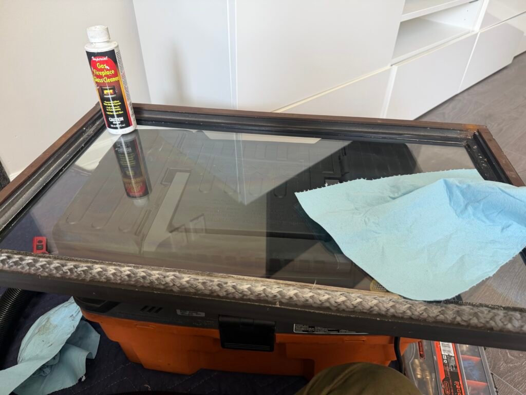 Gas fireplace glass cleaning and maintenance 